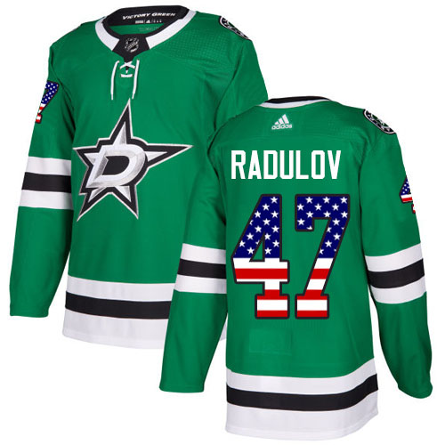 Herren Dallas Stars Eishockey Trikot Alexander Radulov #47 Authentic Grün USA Flag Fashion